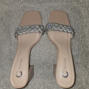 Journee Collection Sashaa Silver and Tan Braided Sandals Size 11 New w/o Box